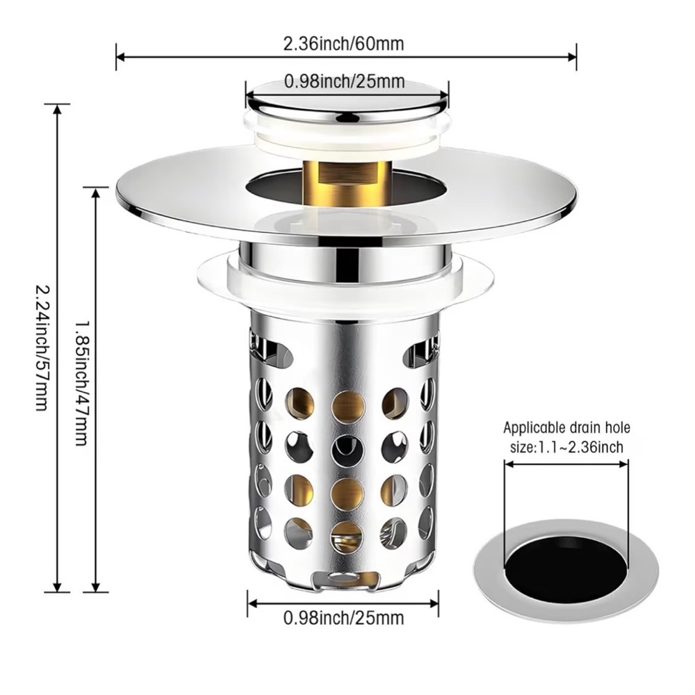 Stainless Steel Sink Strainer Set of 2 - Picture 2 of 6